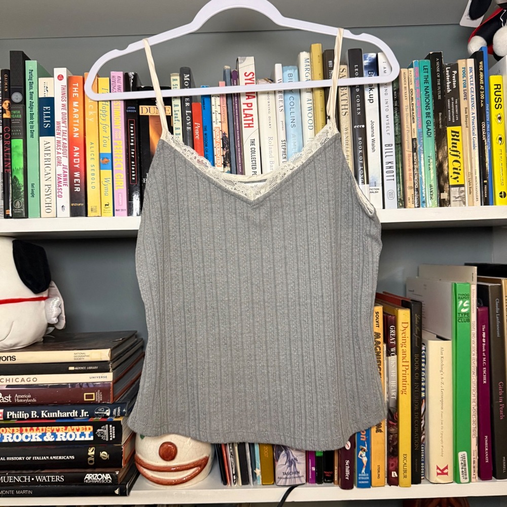 Blu Pepper Cozy Life Lace Trim Pointelle Cami Tank Top Size L